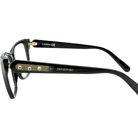 Swarovski SK5468 Womens Plastic Eyeglass Frame 001 Shiny Black 53-14